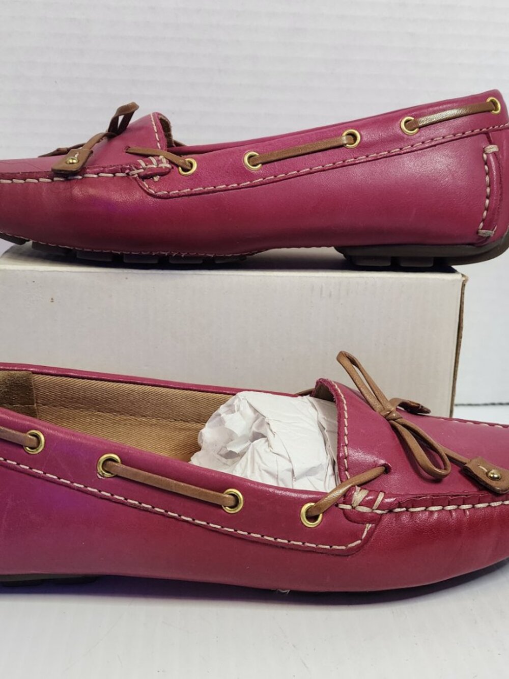 Clarks Artisan Dunbar Racer Red Leather Loafers Women’s 5.5W w/ Box - Picture 5 of 16